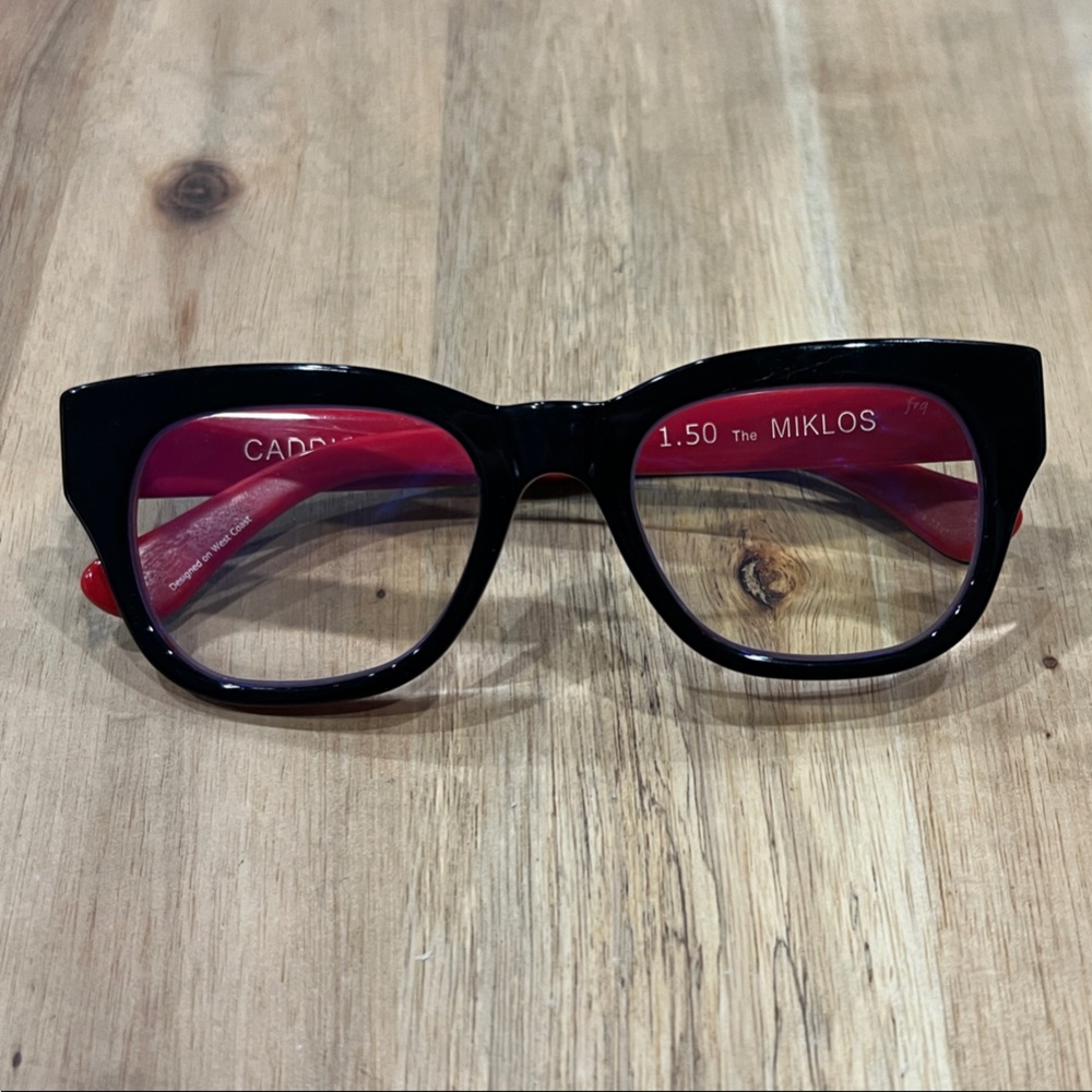 caddis reading - Black and Red Cat-Eye Reading Glasses - The Miklos 1.50